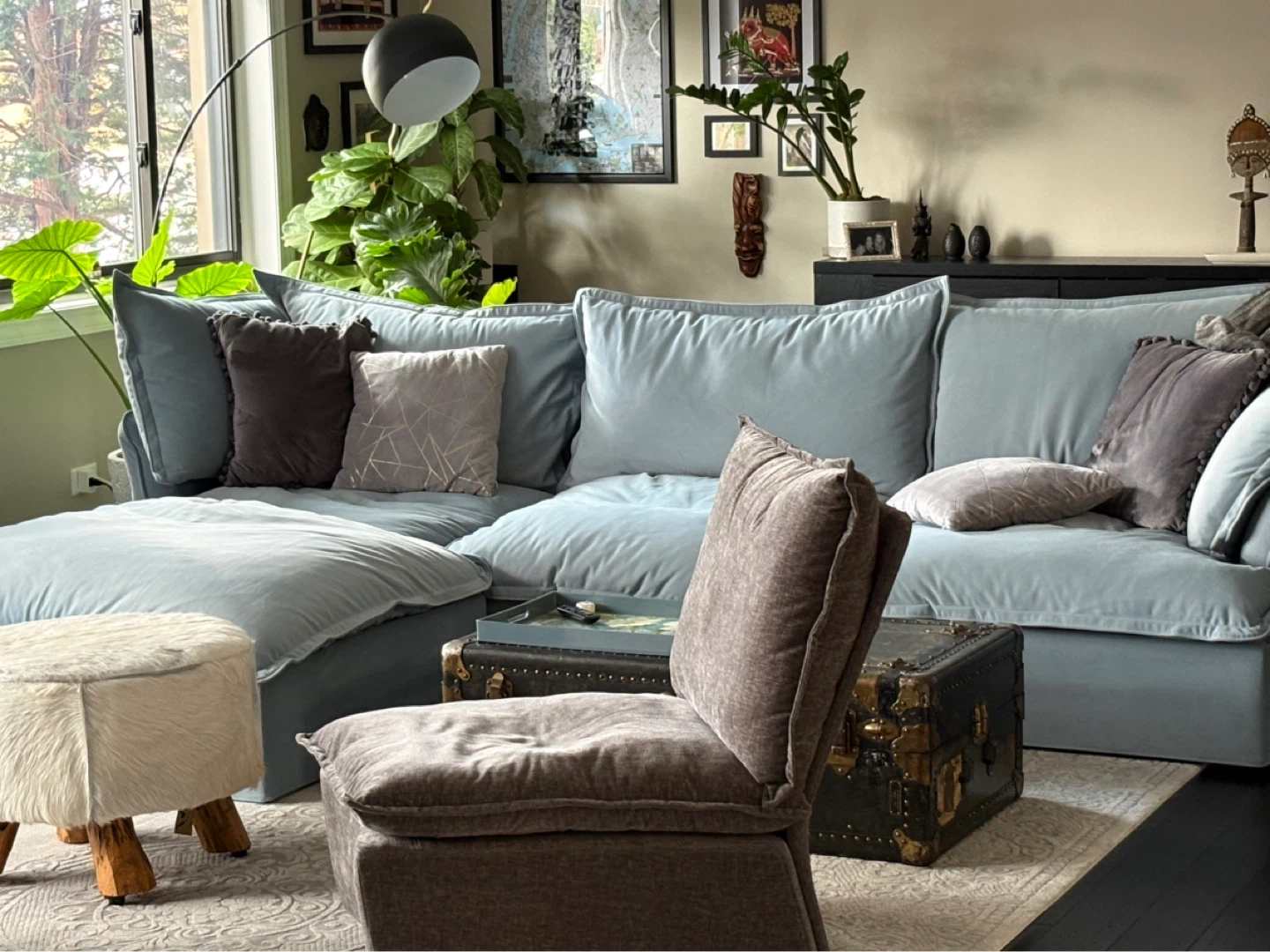 Sky Plus Velvet Cloud Sofa - Light Blue - photo 5