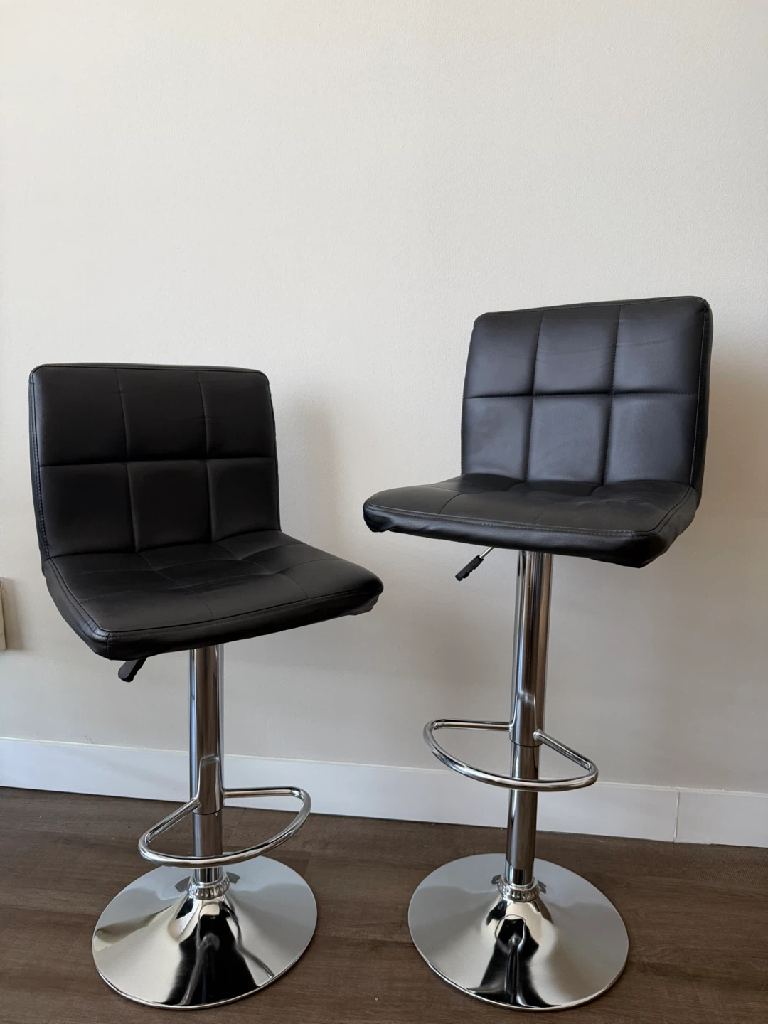 Black Adjustable Swivel Bar Stools (Set of 2)