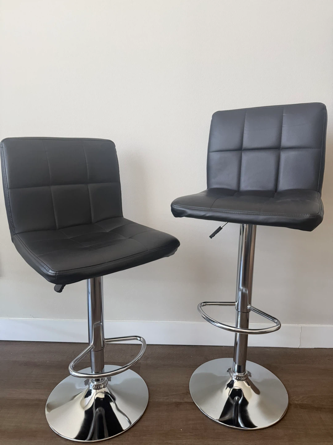 Black Adjustable Swivel Bar Stools (Set of 2) - photo 2