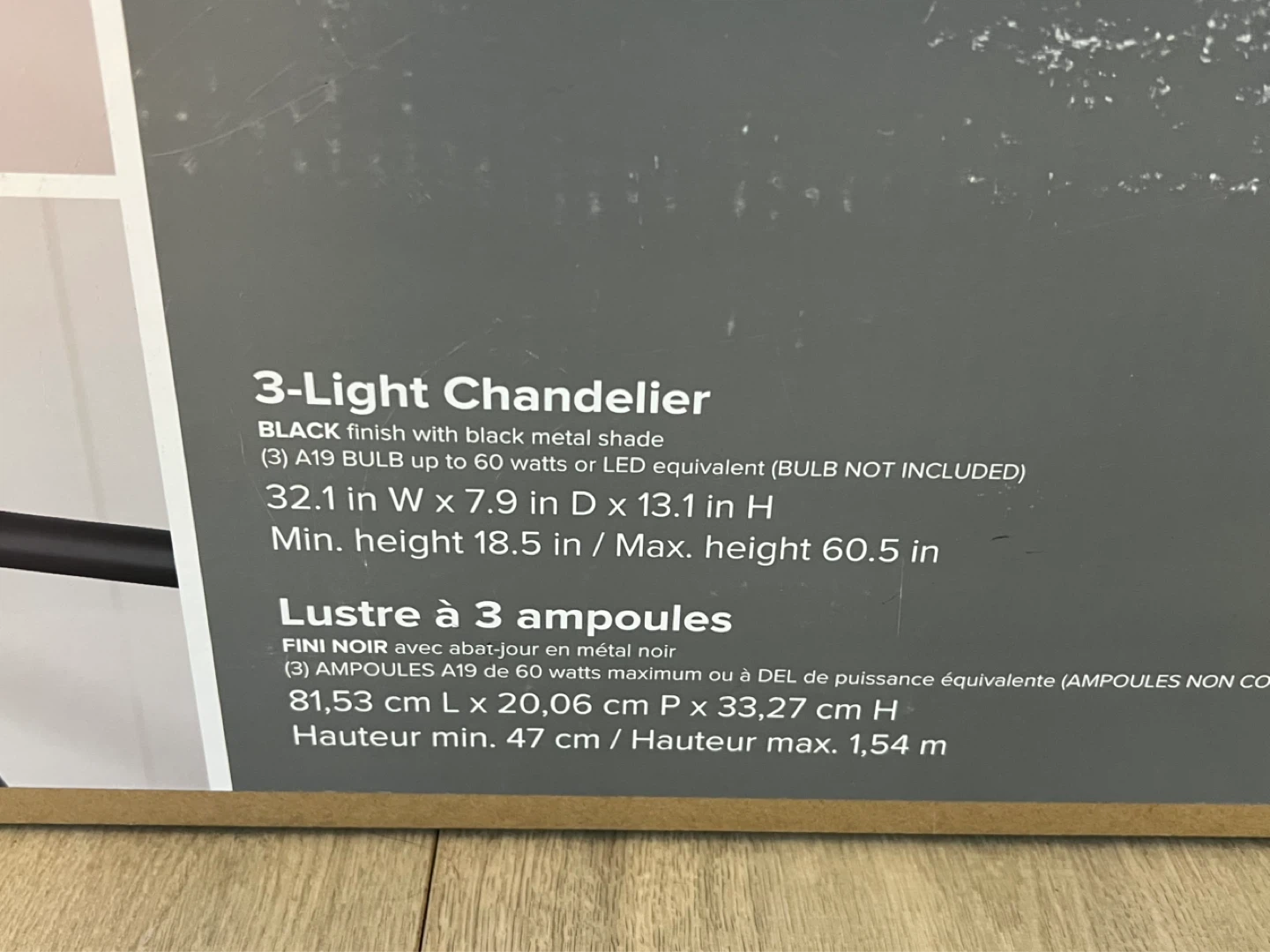 Gluckstein  Collection 3-Light Chandelier - Black - photo 4