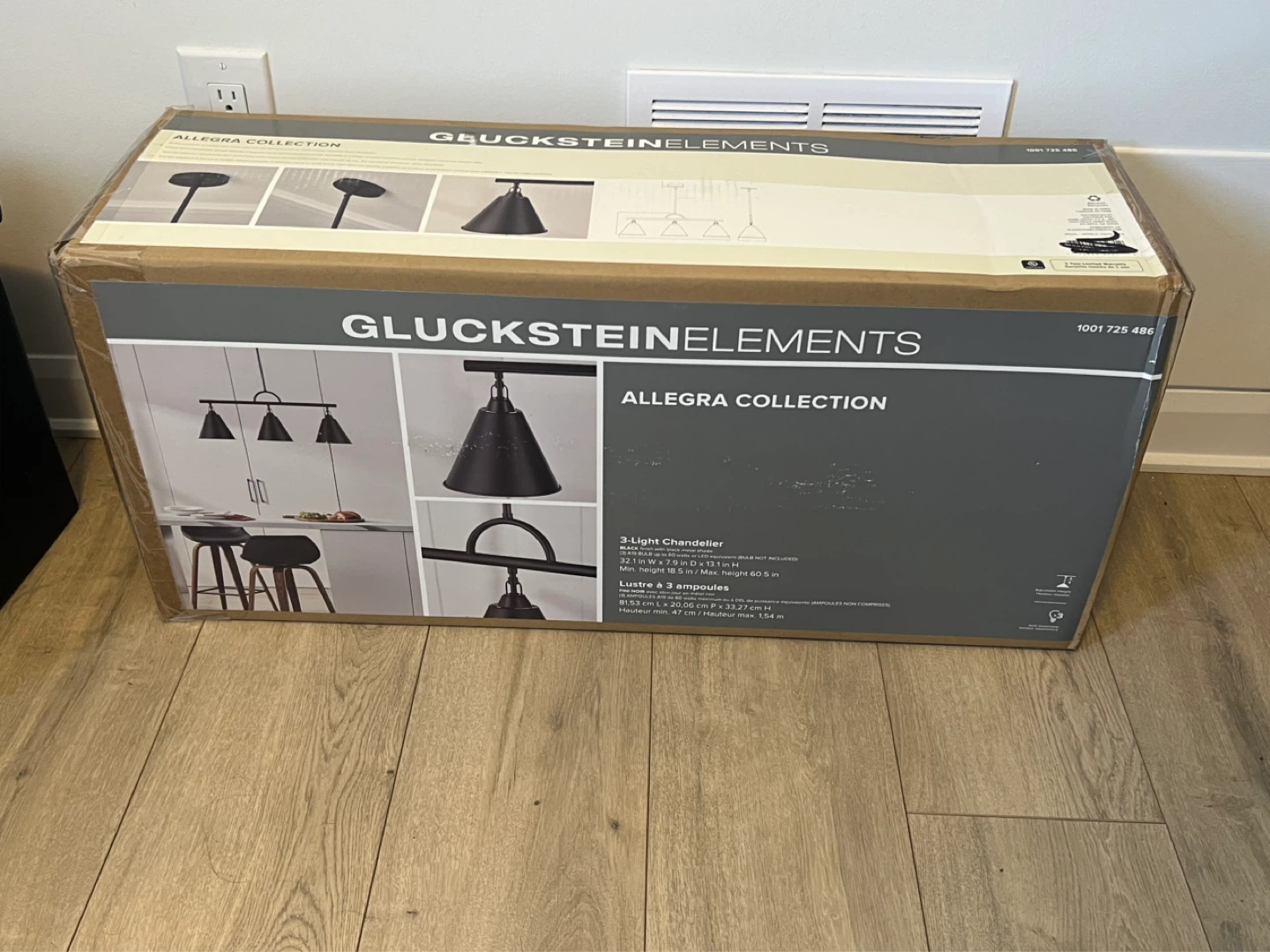 Gluckstein  Collection 3-Light Chandelier - Black
