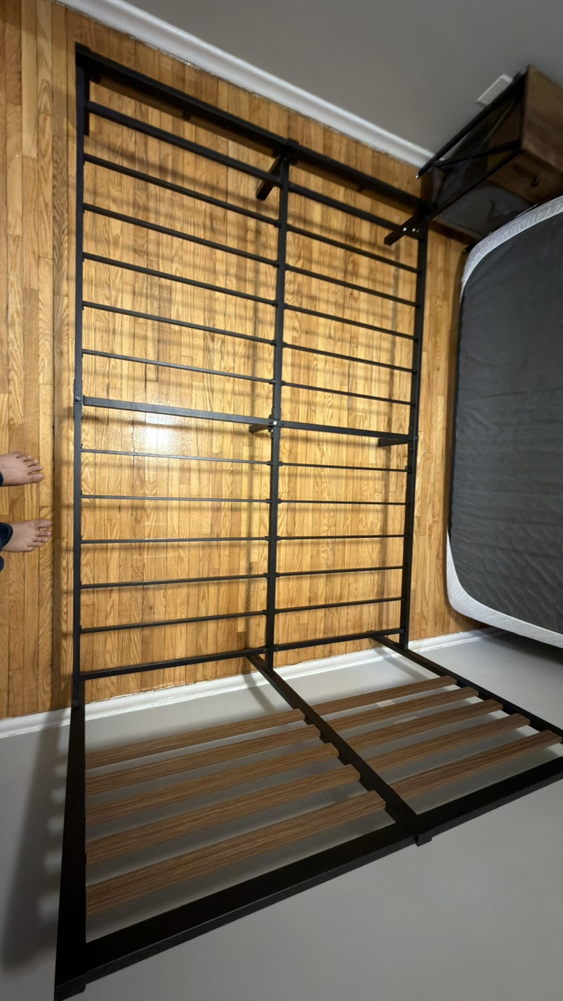 Full size wood and metal bed with mattress - photo 3