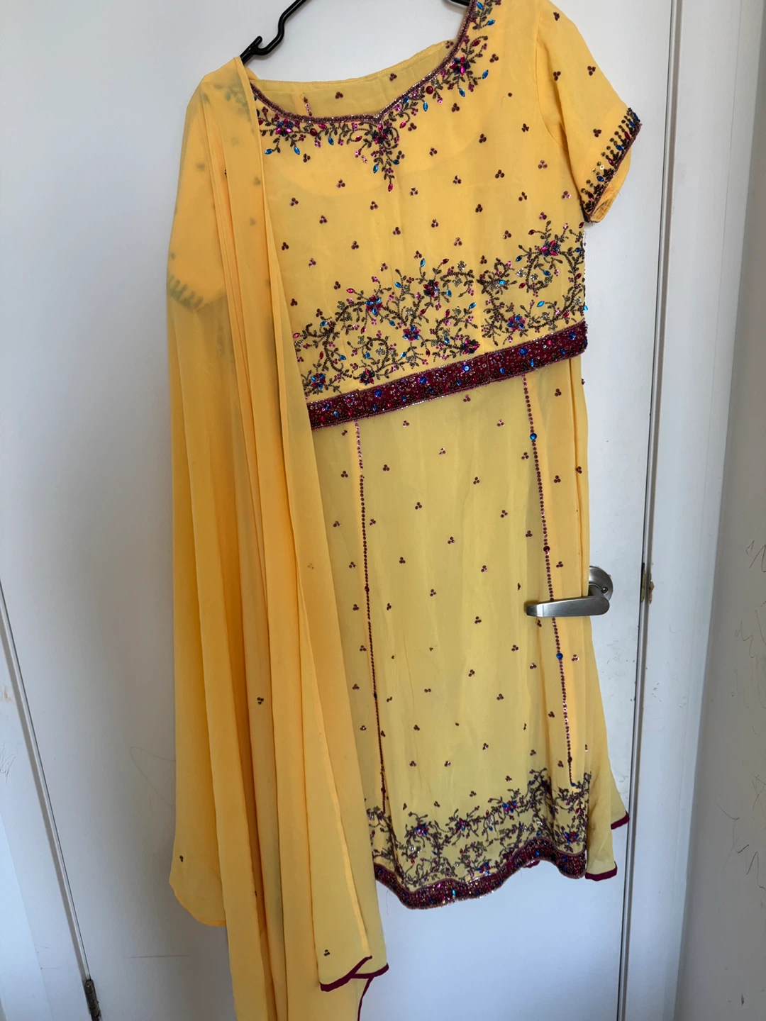 Yellow Beaded Choli Top and Skirt Set - photo 5