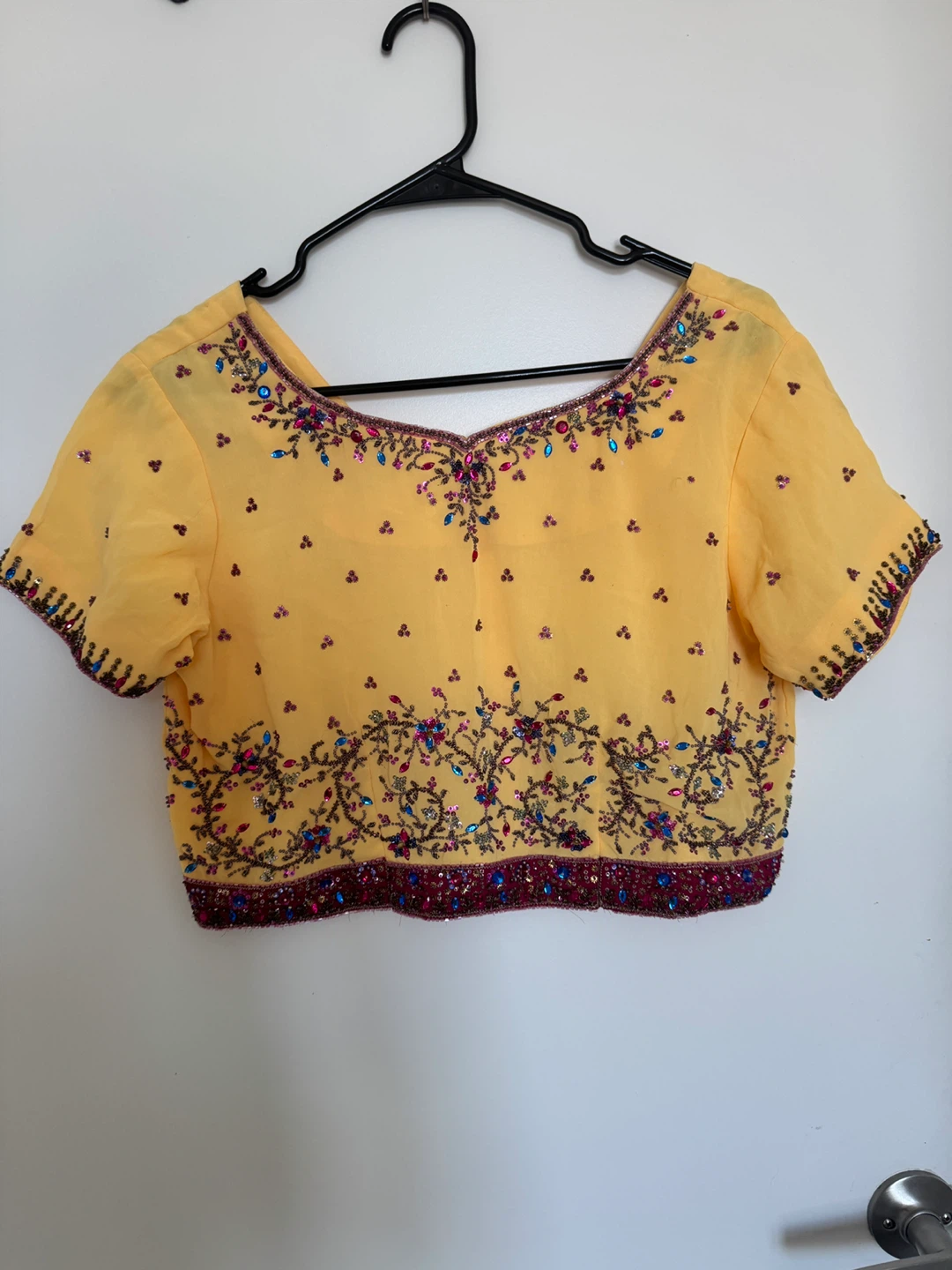 Yellow Beaded Choli Top and Skirt Set