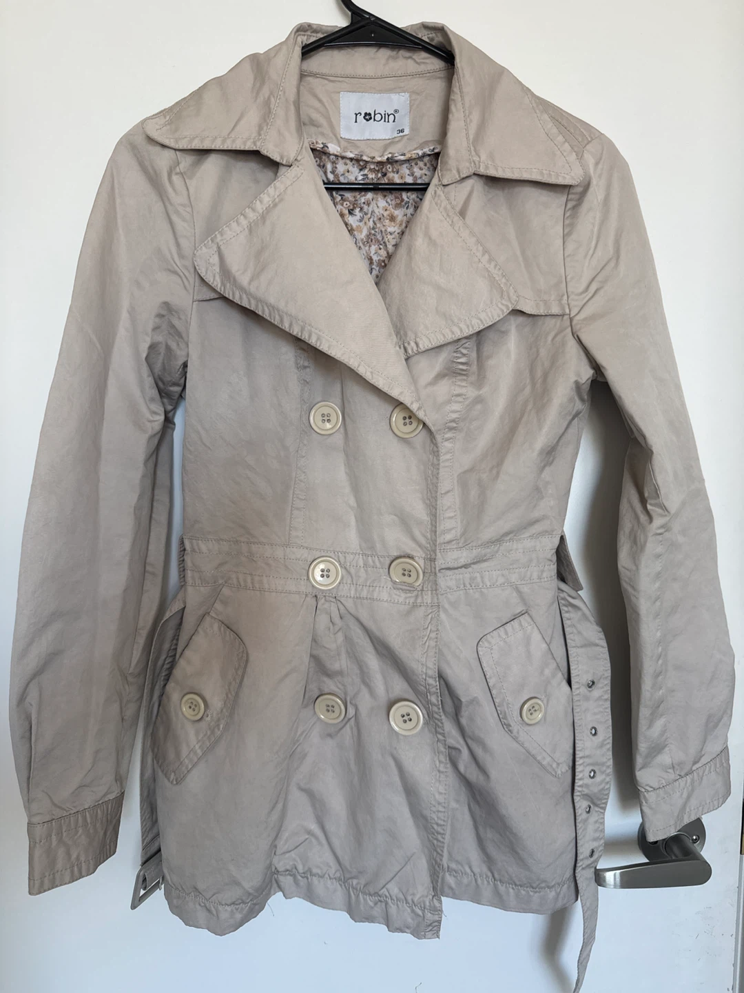 Robin Women's Beige Trench Coat Size 36 - photo 3