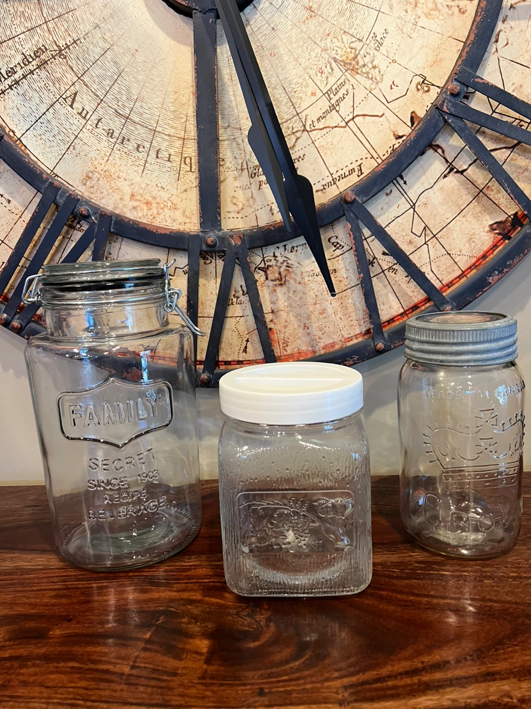 Curated Trio of Vintage Kitchen Glass Jars
