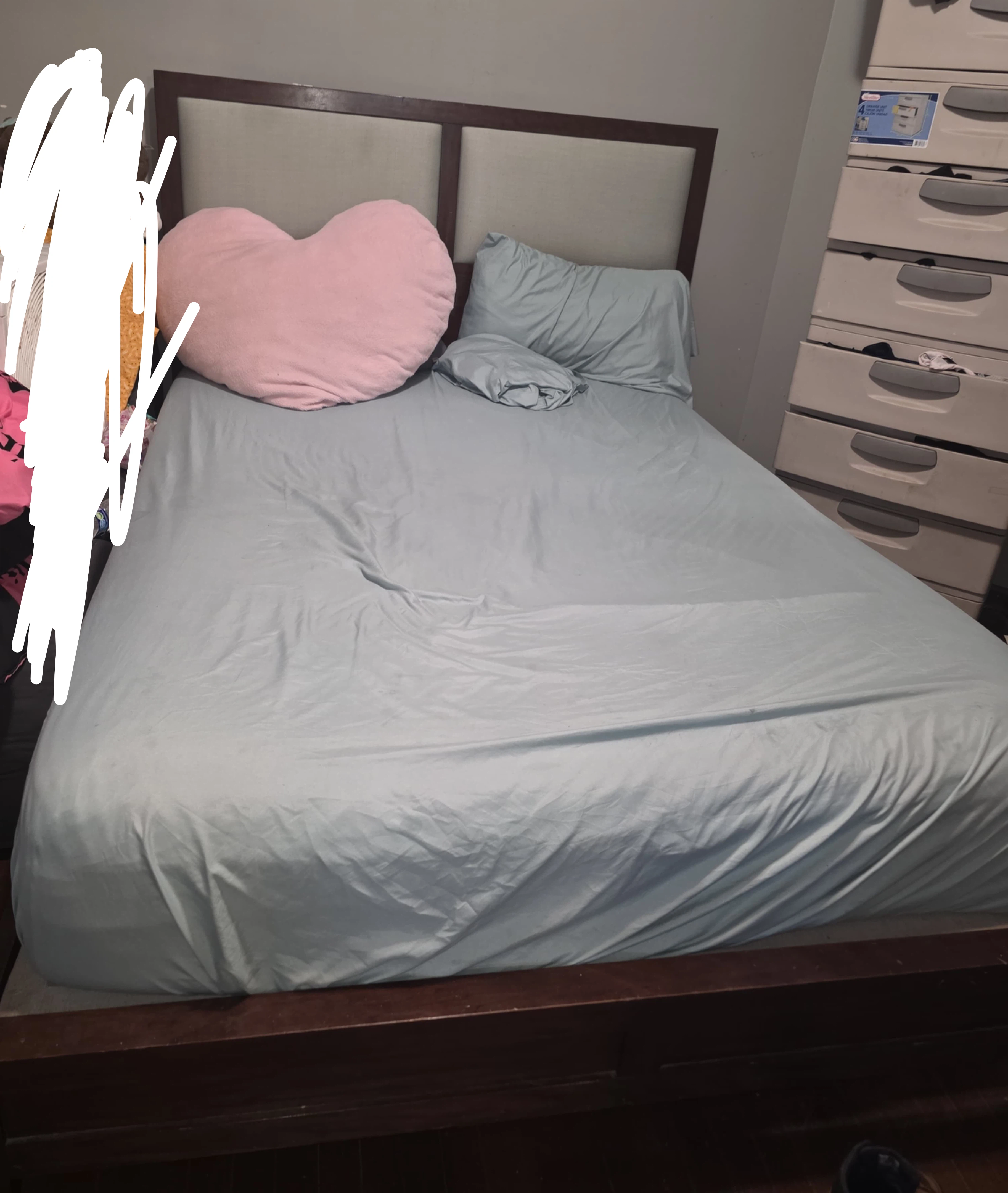 Wooden Bed Frame with Padded Headboard