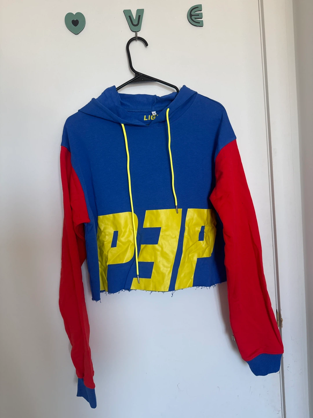 LIGHTS Colour Block Cropped Hoodie