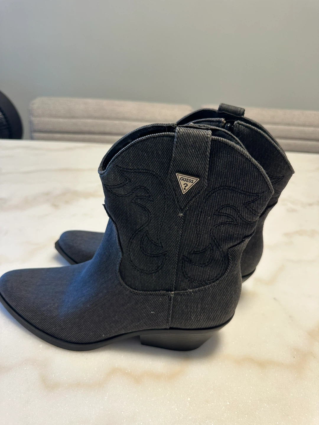 Guess Black Denim Cowboy Boots
