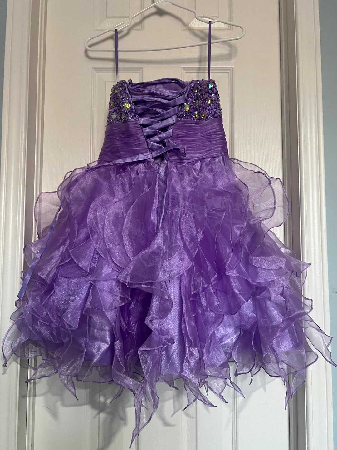 Purple Beaded Sweetheart Ruffle Party Dress - photo 2