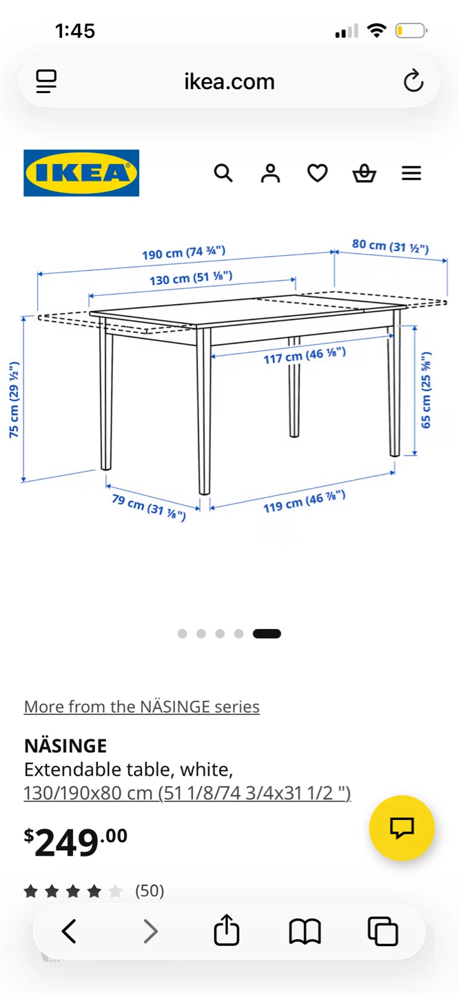 IKEA NÄSINGE Extendable Table - White - photo 4
