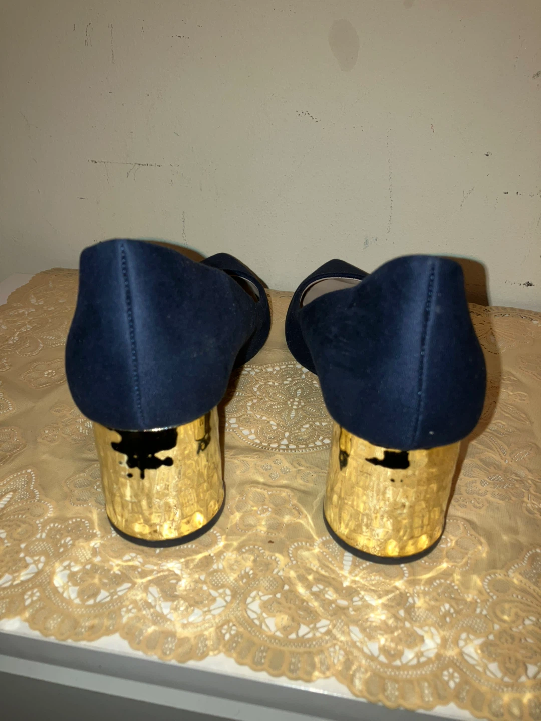 Zara Basic Collection Navy Suede Block Heels Size 38 - photo 3