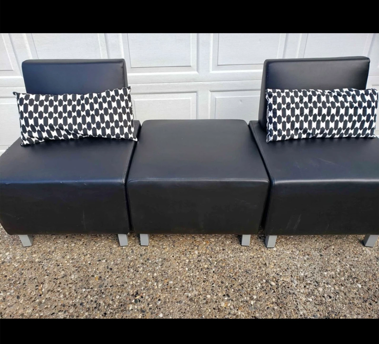 Black Faux Leather Modular Seating Set
