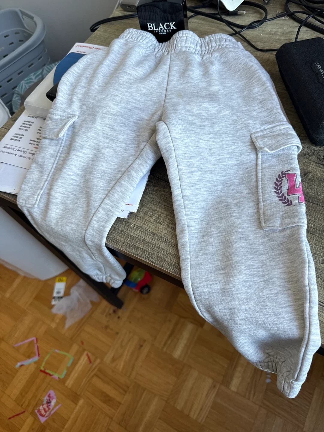 Grey Cargo Joggers with Logo