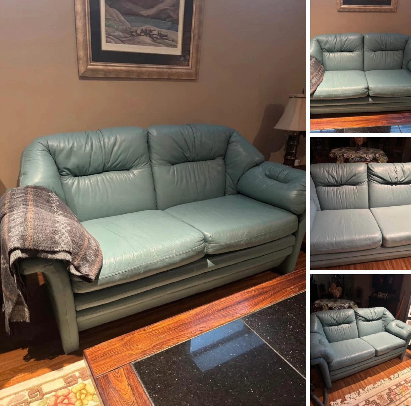 Light Blue Leather Sofa