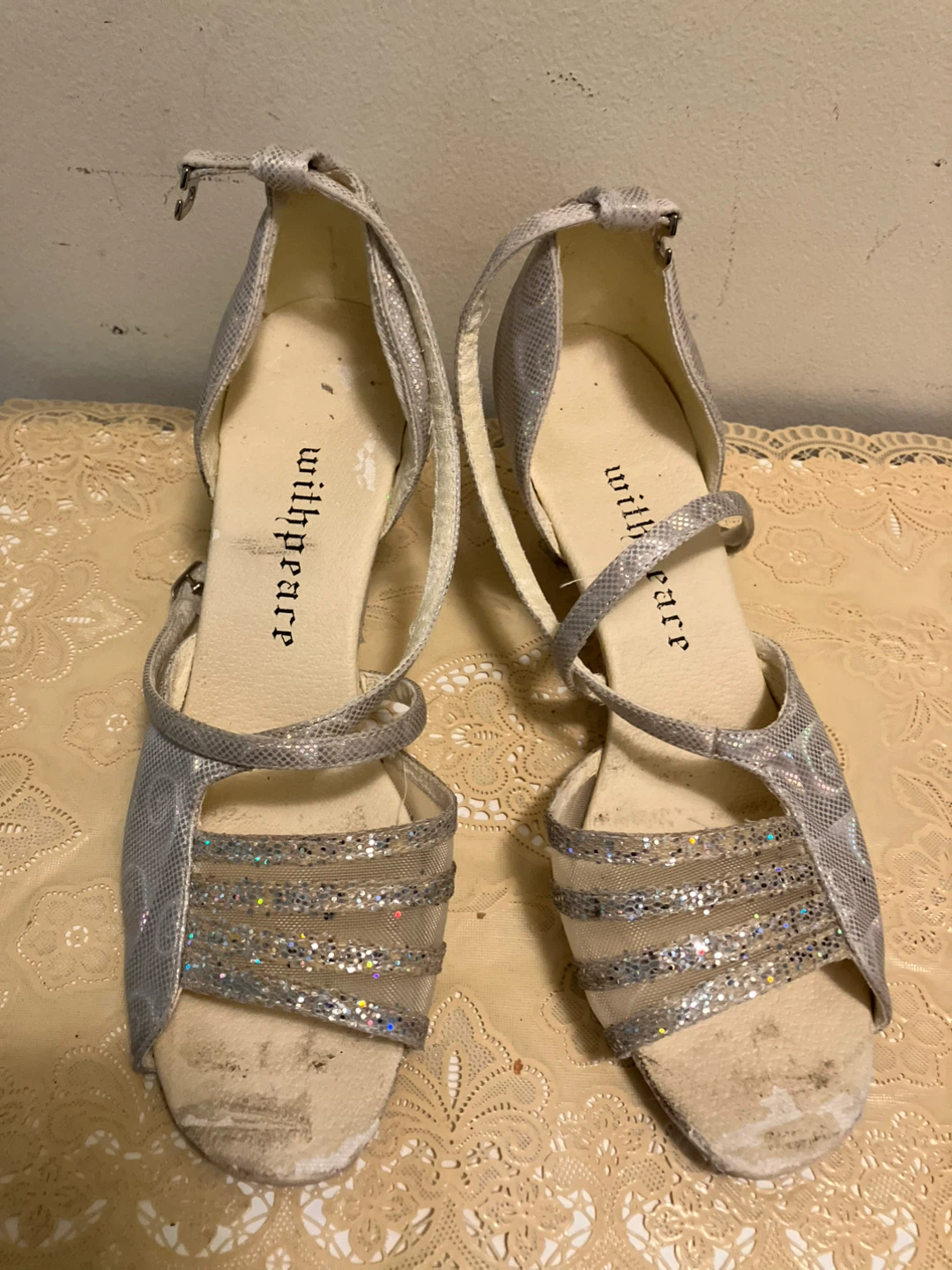 WithPeace Silver Glitter Dance Shoes Size 39