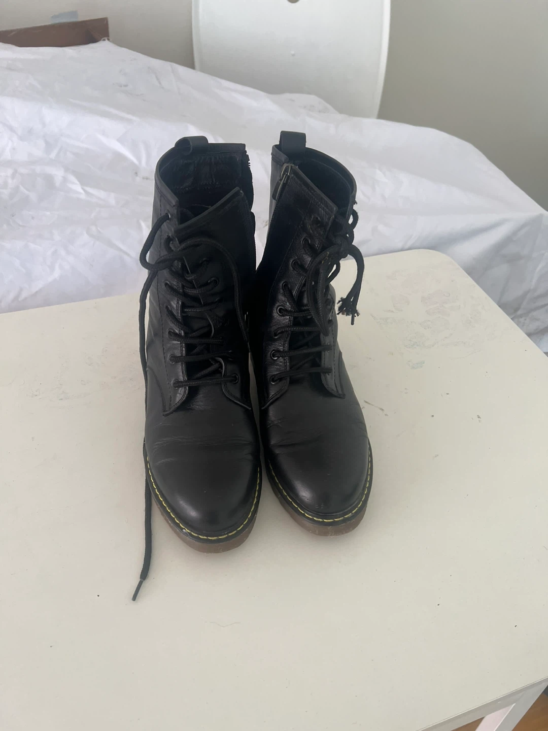 Black Lace-Up Combat Boots - photo 2