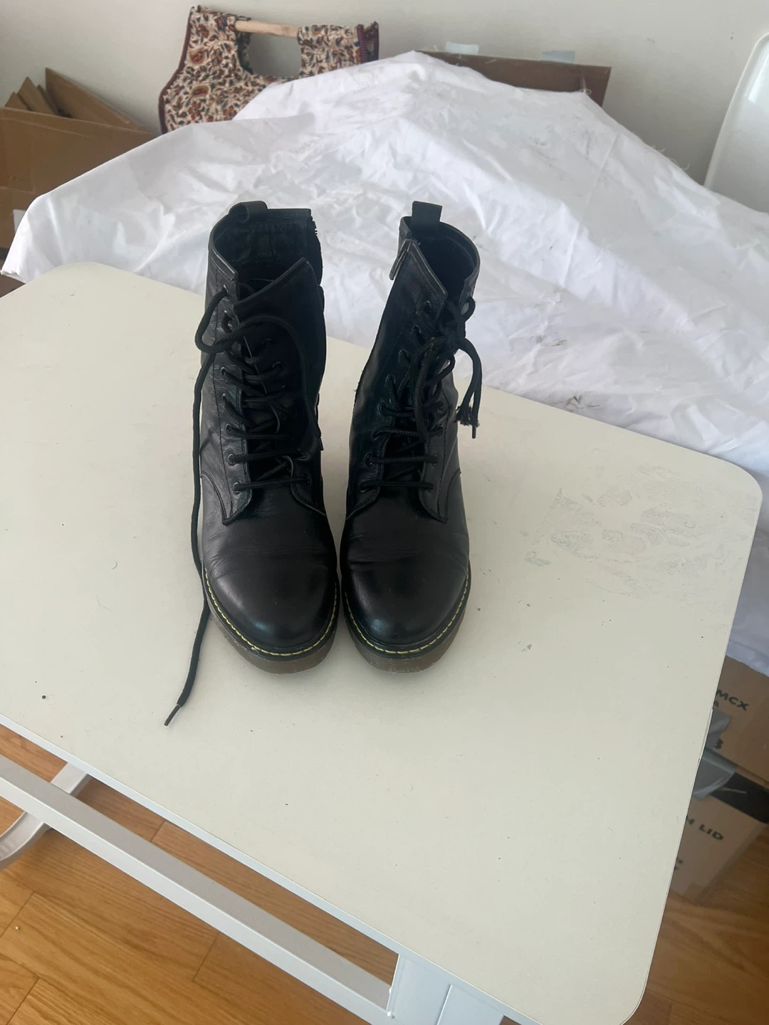 Black Lace-Up Combat Boots - photo 3