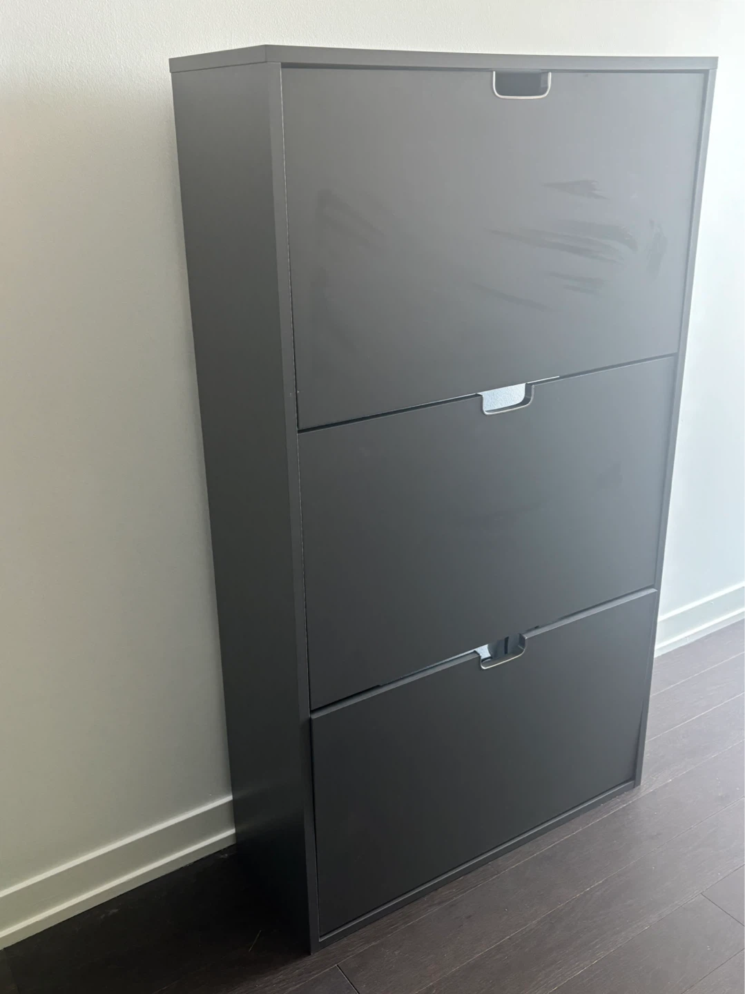 Dark Grey 3-Drawer Shoe Cabinet - photo 2