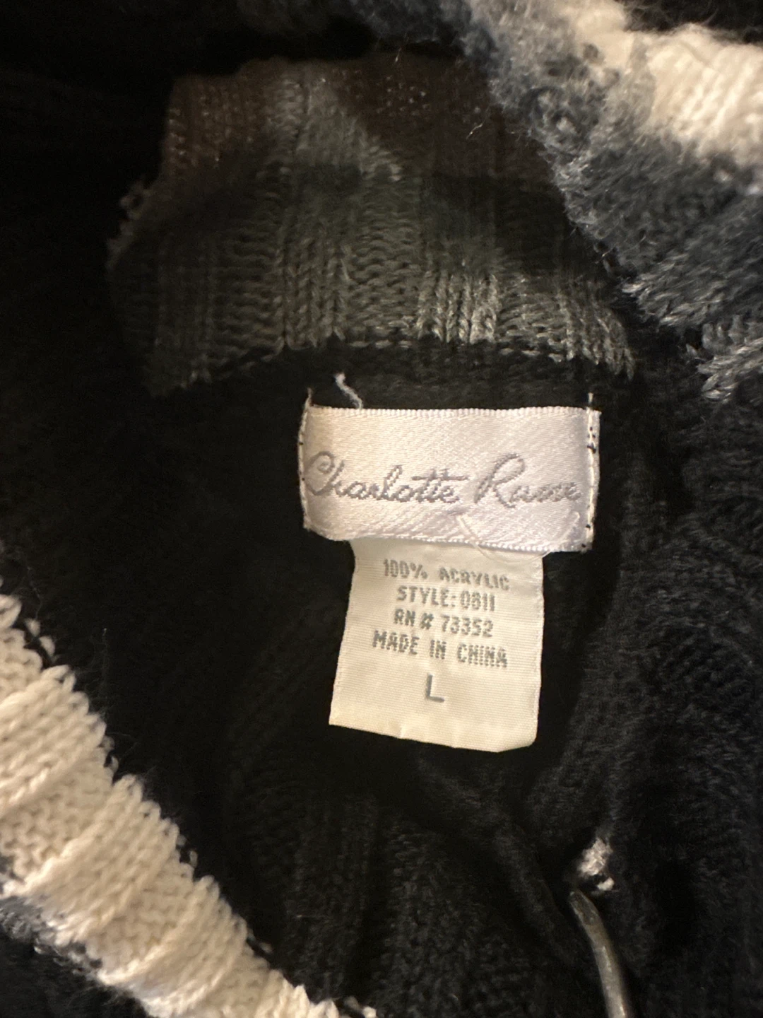 Charlotte Rose Striped Turtleneck Sweater - Black/White/Grey - photo 2