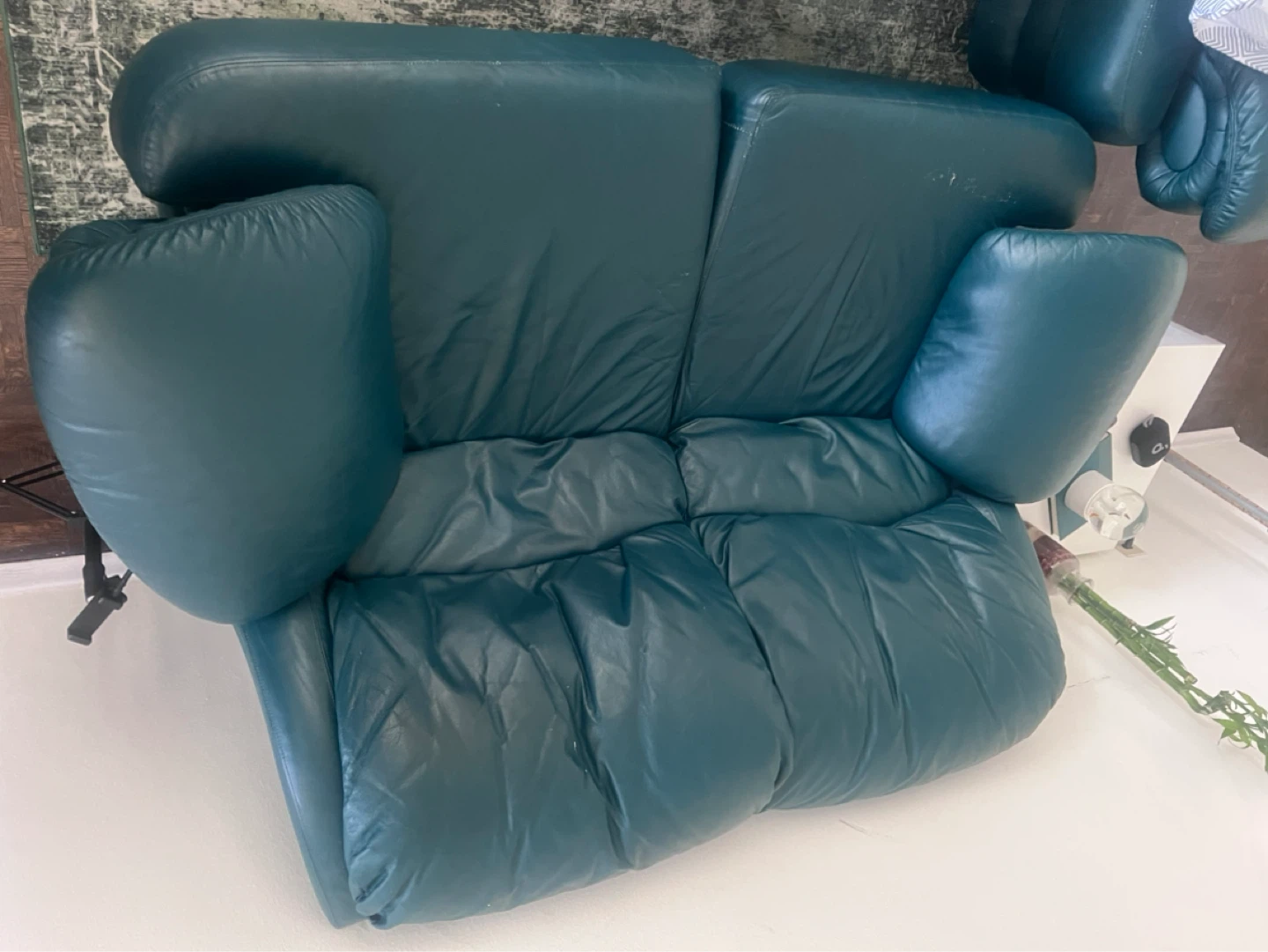 Teal Leather Sofa