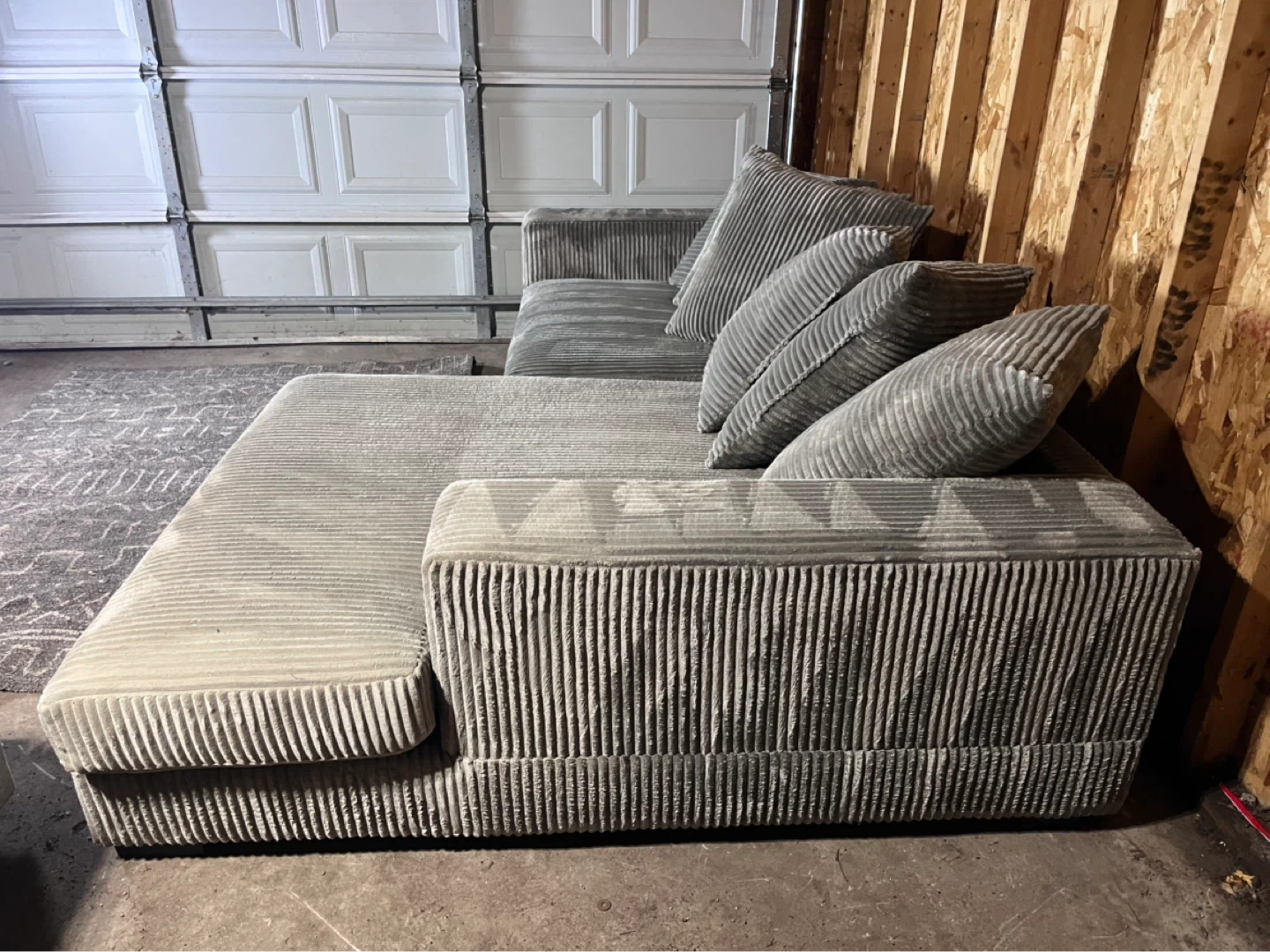 FREE DELIVERY- Gray Corduroy Sectional Sofa - photo 5