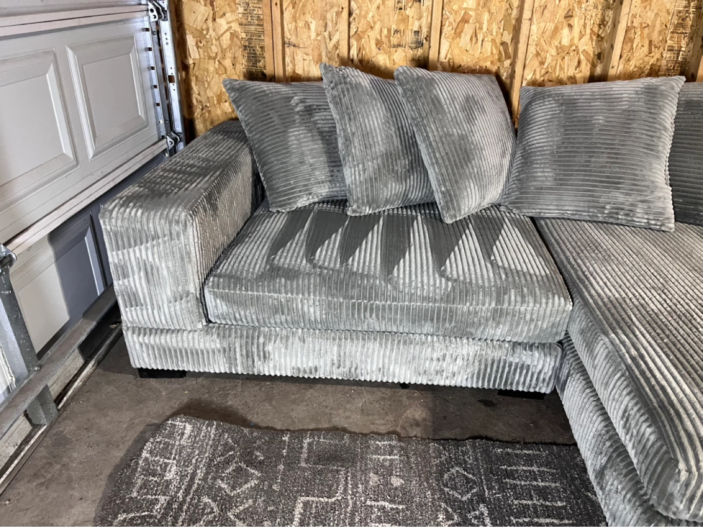 FREE DELIVERY- Gray Corduroy Sectional Sofa - photo 4