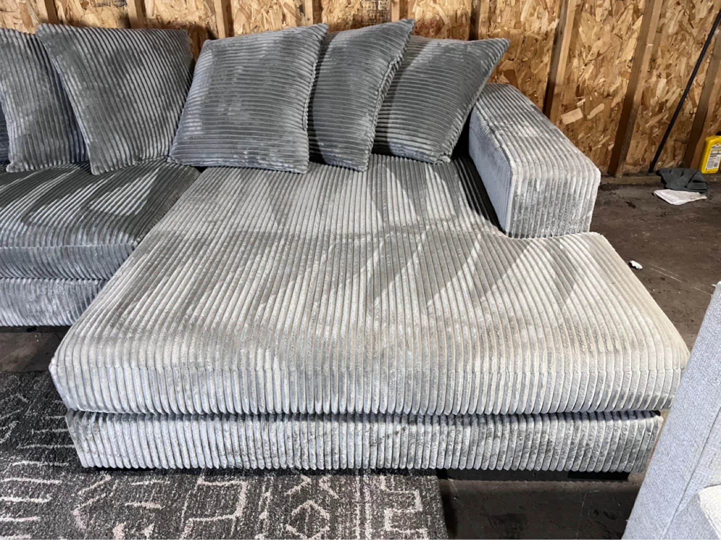 FREE DELIVERY- Gray Corduroy Sectional Sofa - photo 3