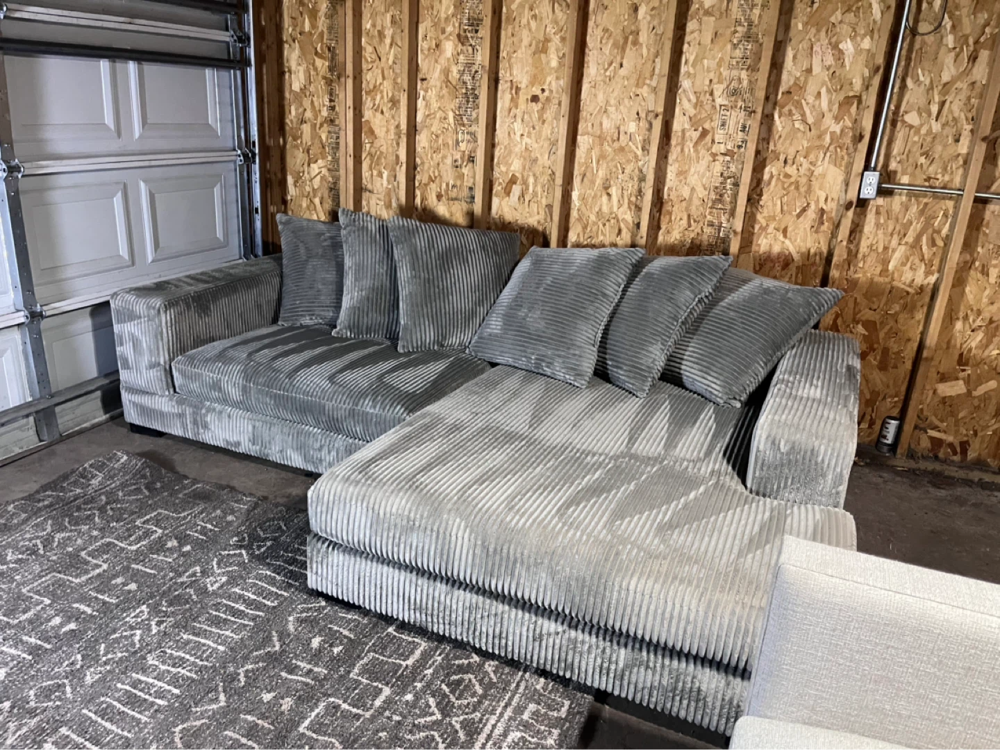 FREE DELIVERY- Gray Corduroy Sectional Sofa - photo 2