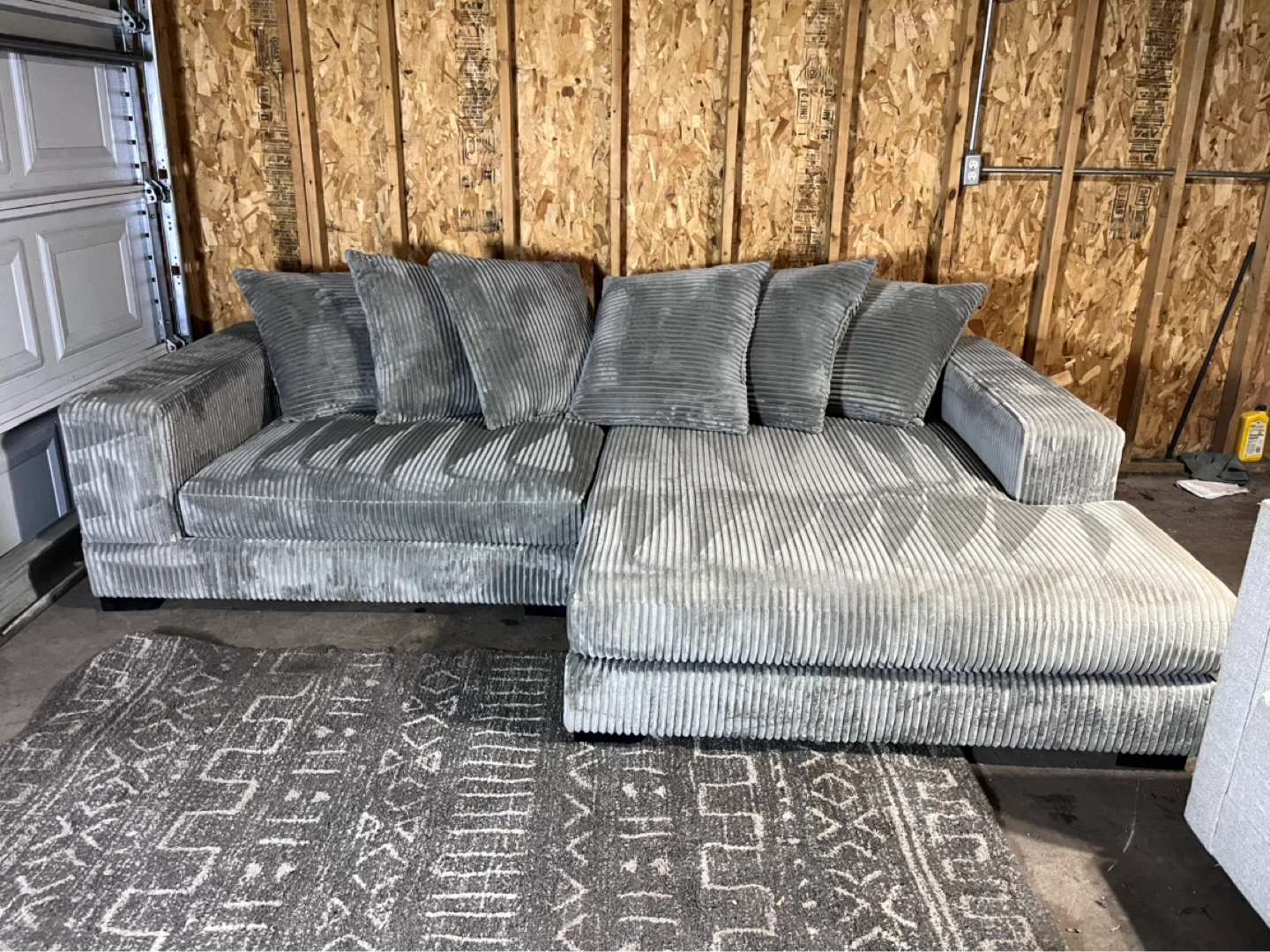 FREE DELIVERY- Gray Corduroy Sectional Sofa