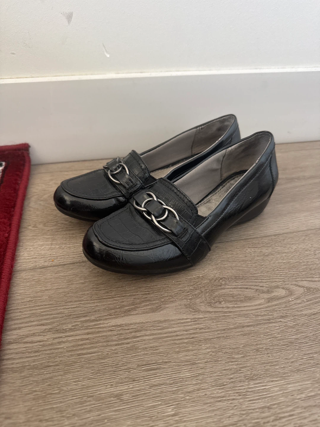 Black Loafers with Chain Detail
