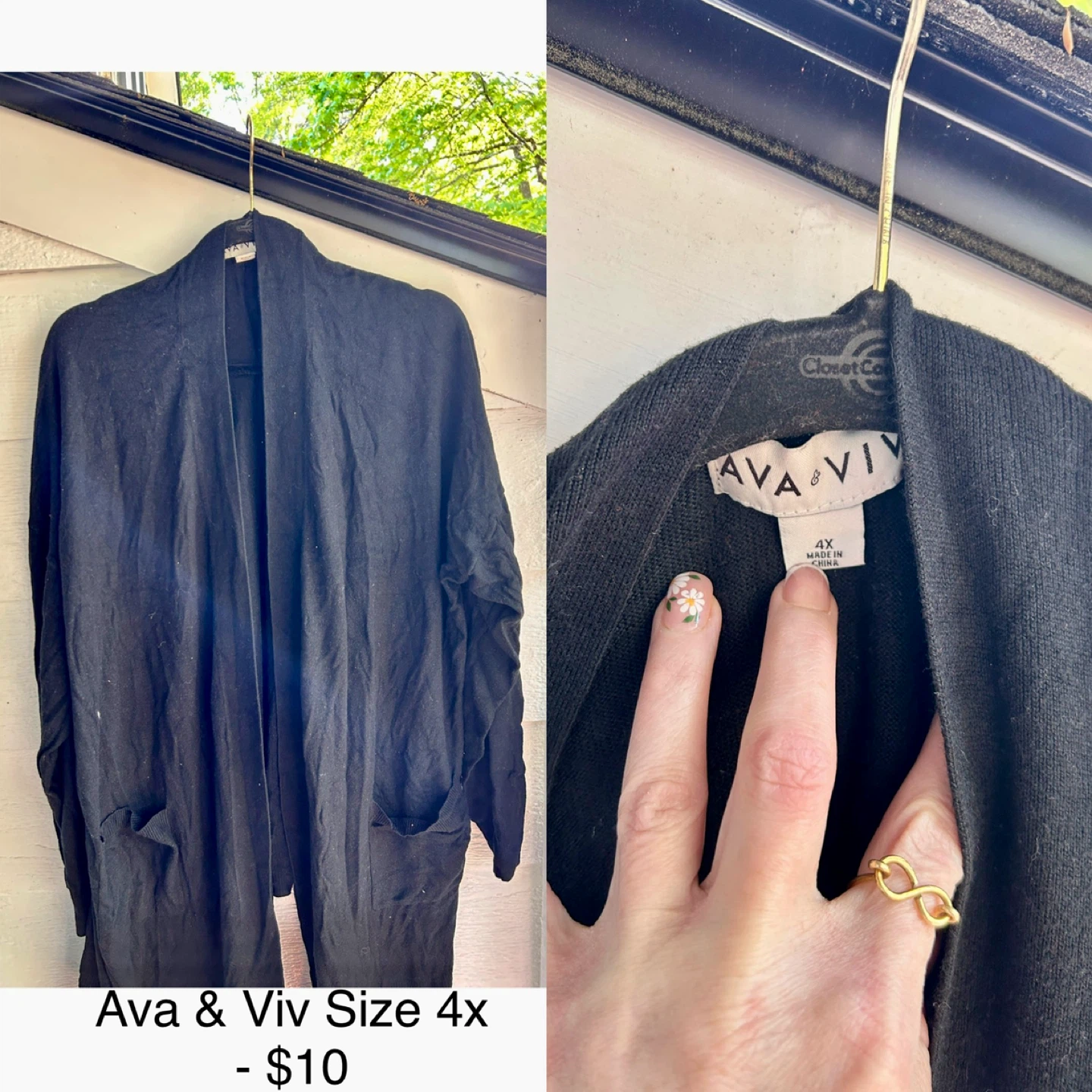 Ava & Viv Black Cardigan Size 4X