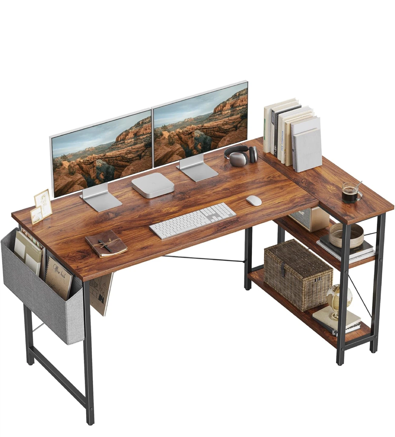 L-Shaped Computer Desk with Storage Bag