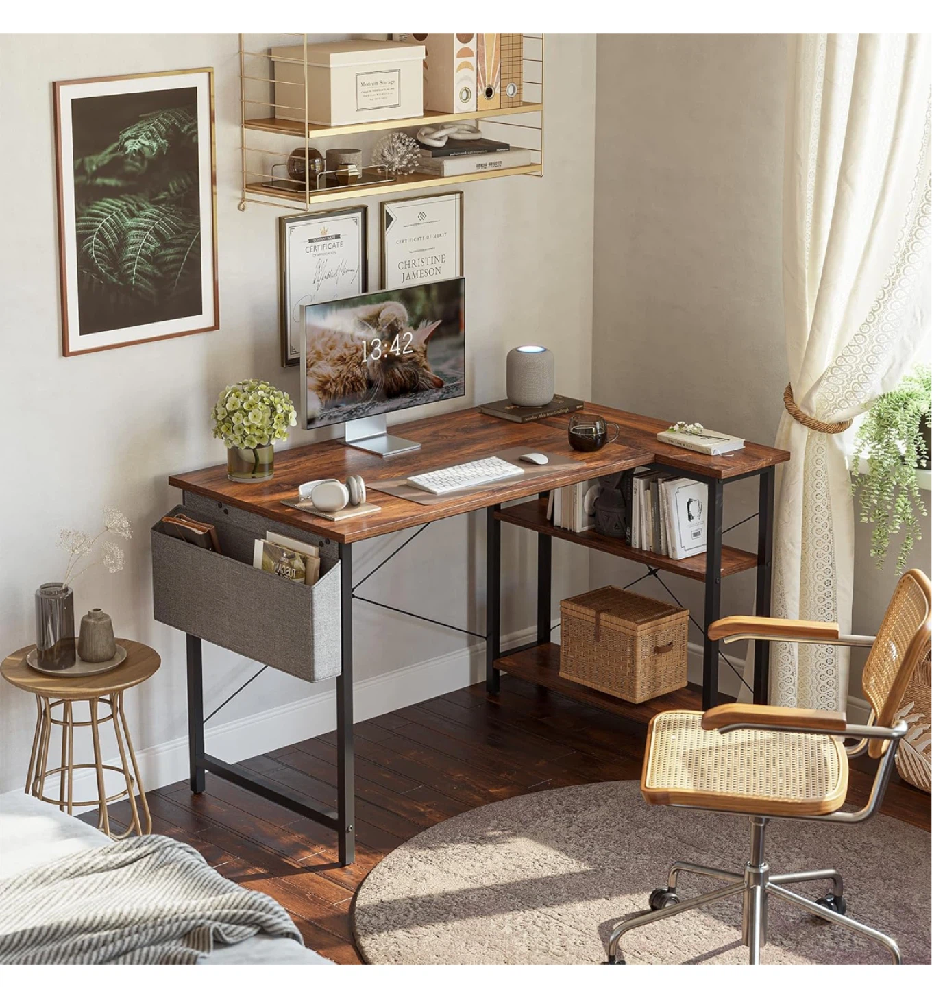 L-Shaped Computer Desk with Storage Bag - photo 2