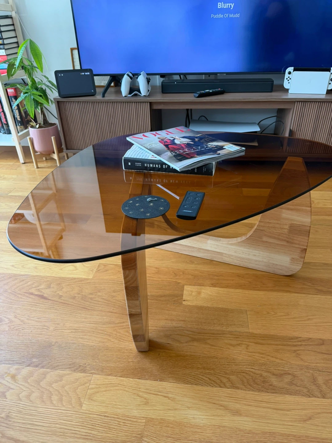 Glass Top Coffee Table with Wooden Base - photo 3