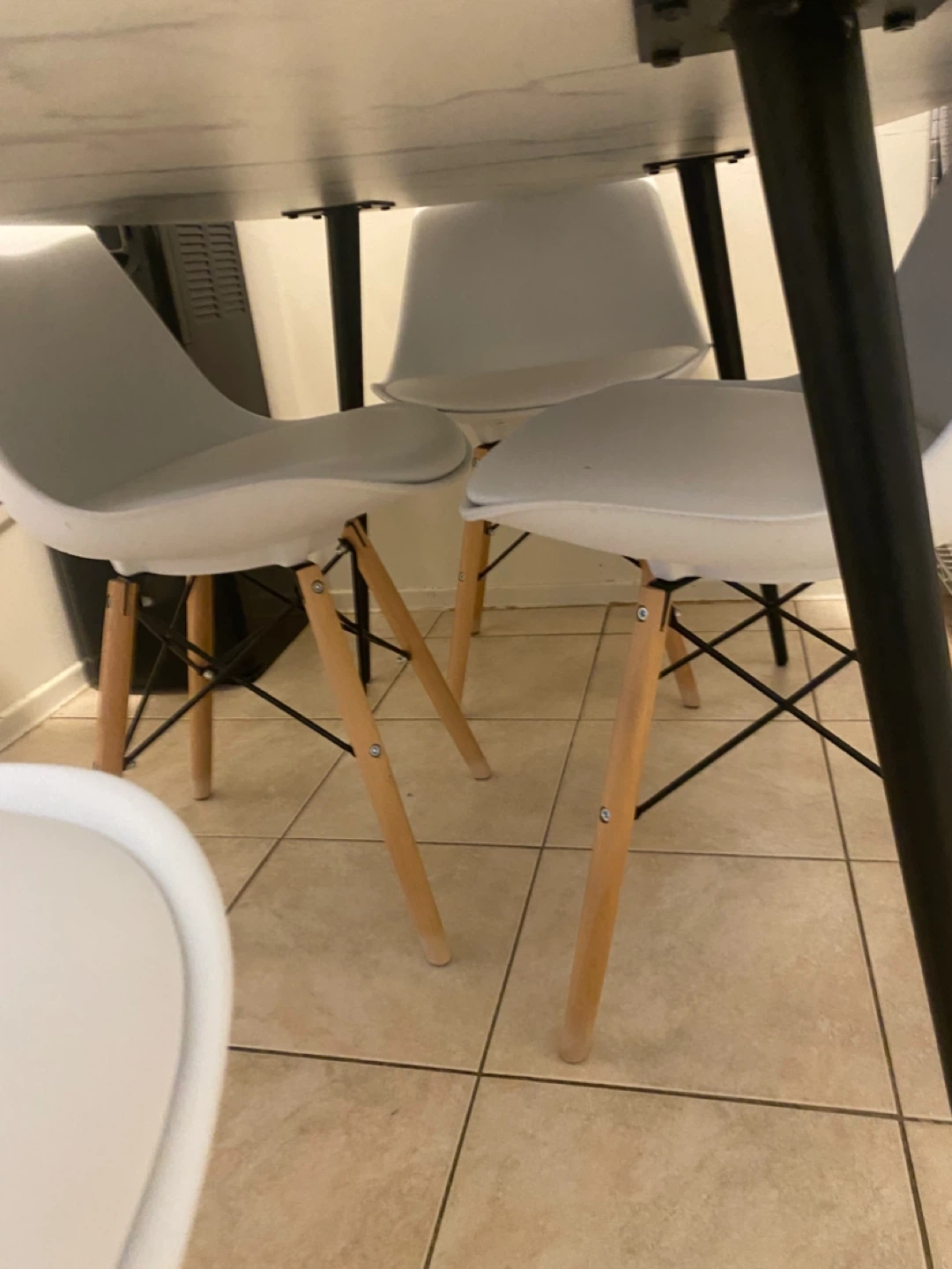 Oval Marble Top Dining Table with 4 Chairs