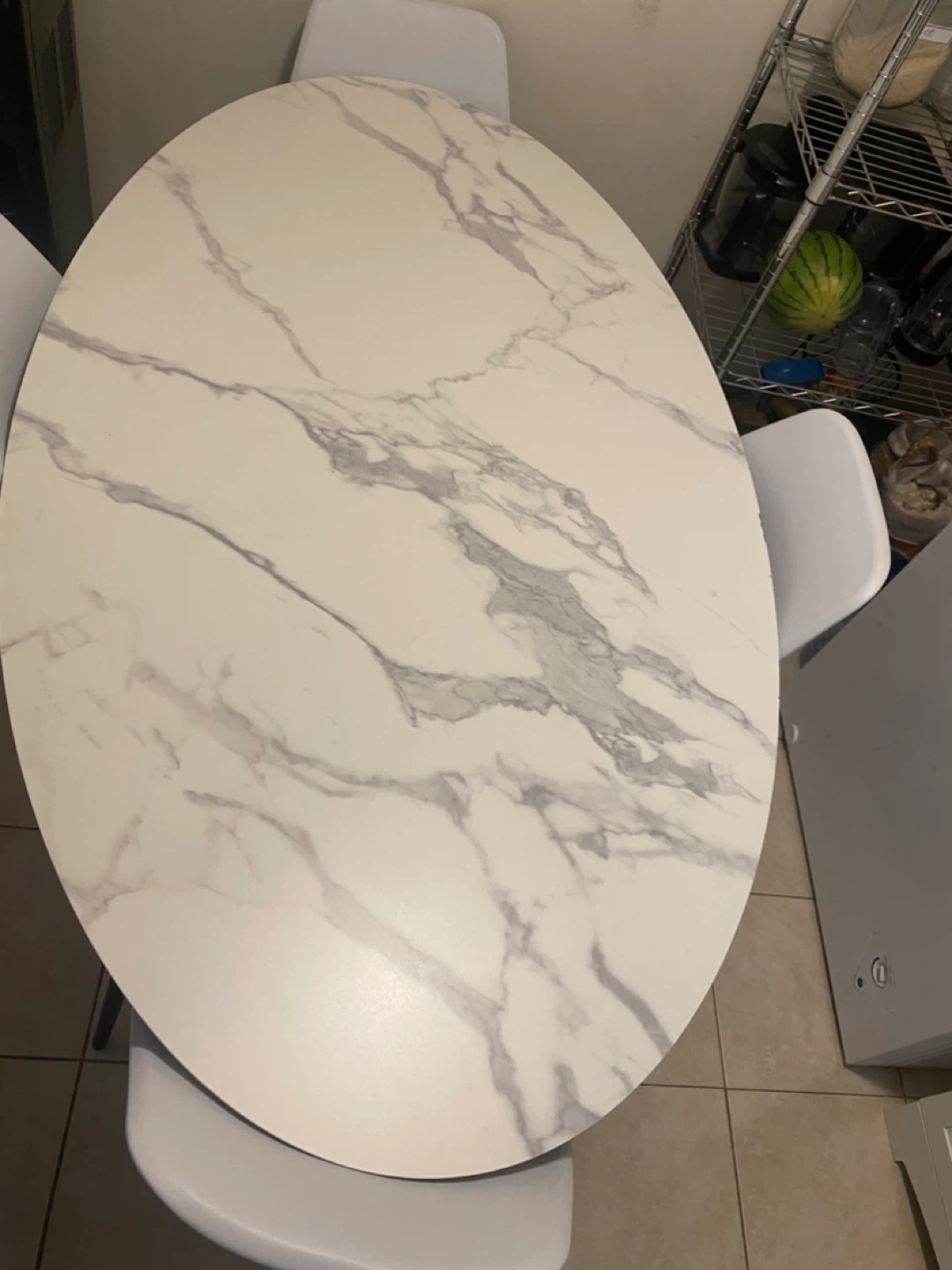 Oval Marble Top Dining Table with 4 Chairs - photo 4