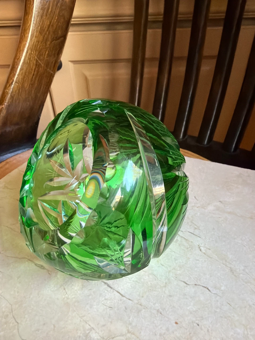 Stunning Vintage Lausitzer Green Glass Orb 🌱 - photo 4