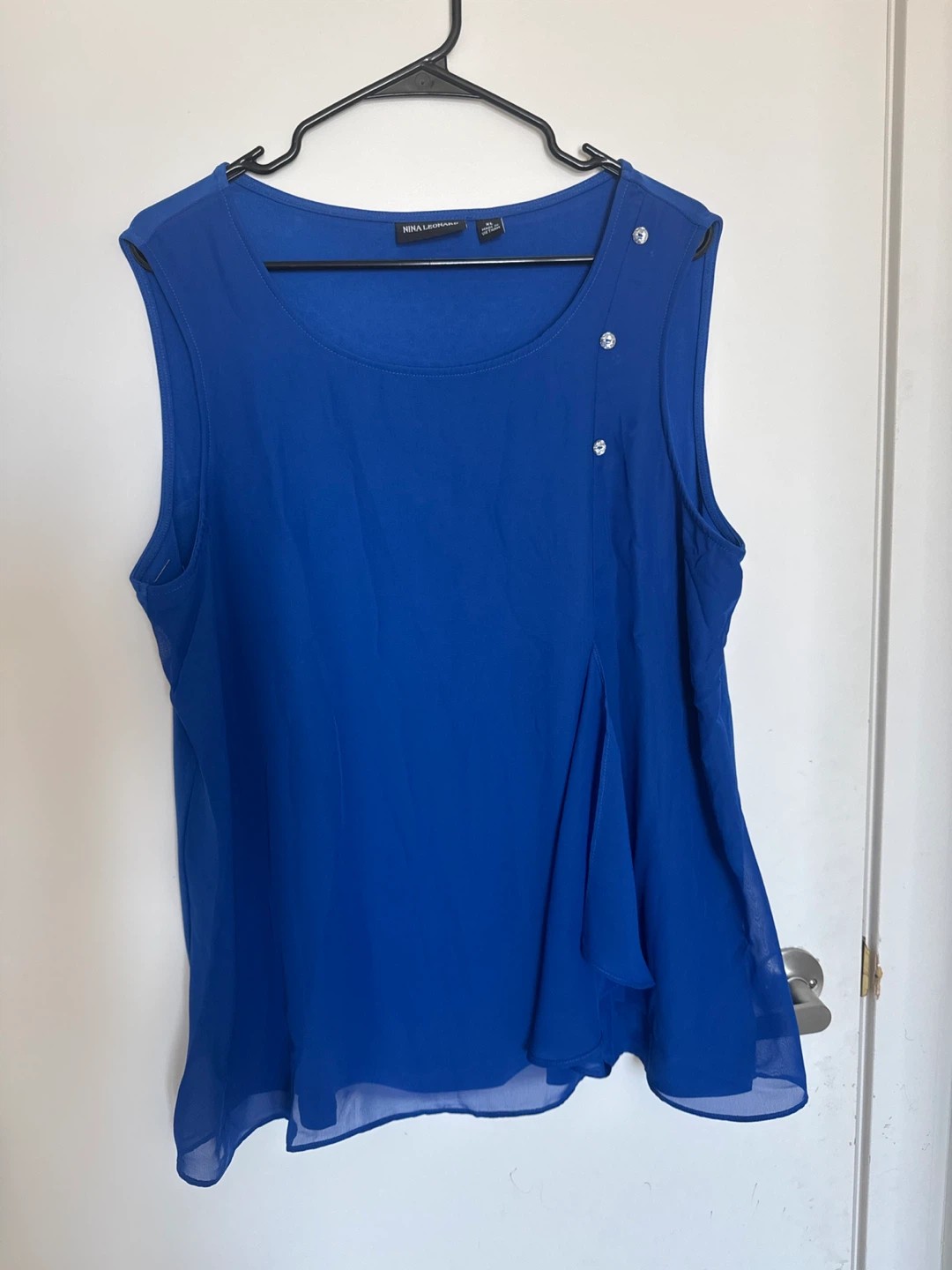 Nina Leonard Royal Blue Sleeveless Top - Size XL