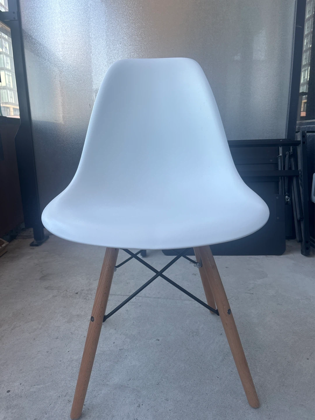 Two (2) STRUCTUBE White Side Chairs with Wood Legs - photo 2