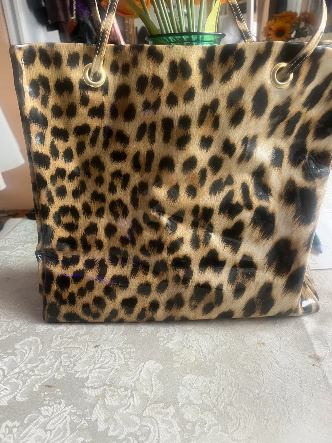 Leopard Print Tote Bag vinyl. Roberto Cavali