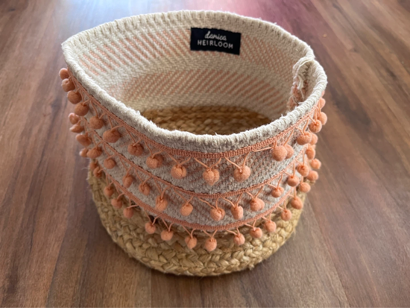 Danica Heirloom Woven Storage Basket with Pom Poms 🌱