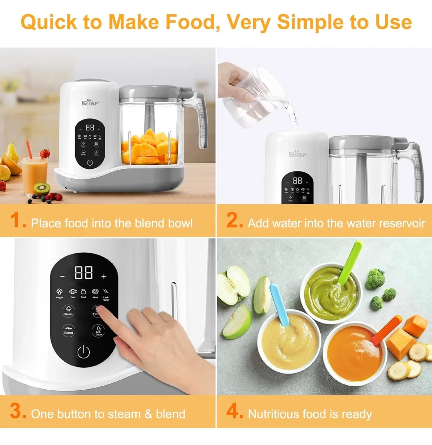 Bear Baby Food Maker Steamer 🌱 - photo 4