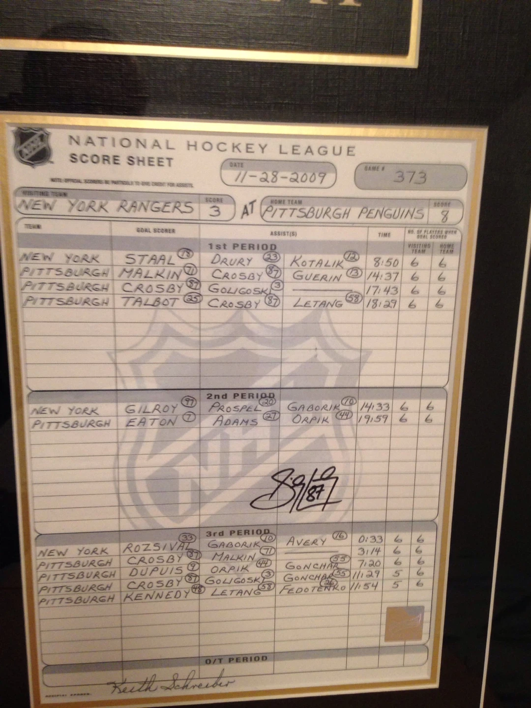 Framed Sidney Crosby Hat Trick on Hat Day Memorabilia - photo 3