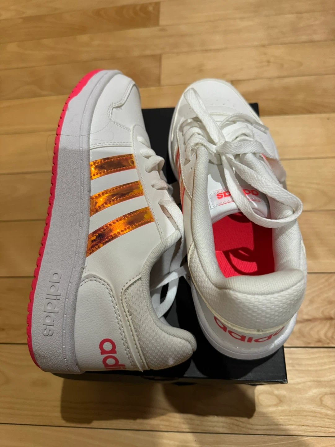 Adidas Hoops Basketball Shoes White Pink Size 6.5