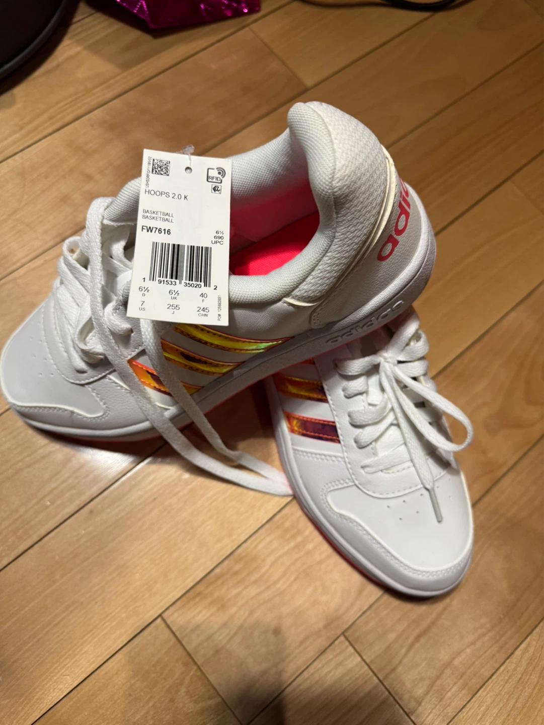 Adidas Hoops Basketball Shoes White Pink Size 6.5 - photo 3