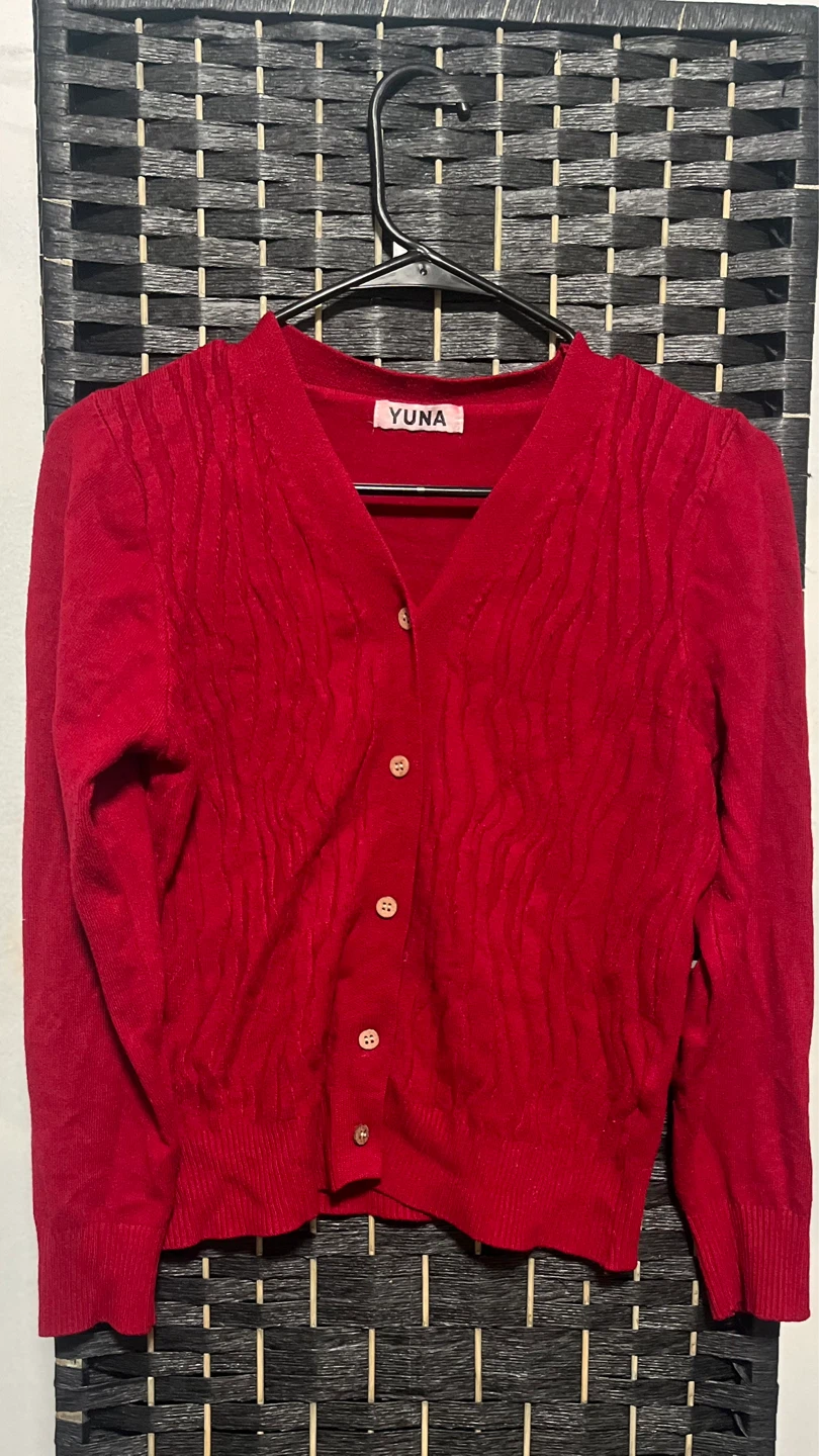 YUNA Red Cardigan Sweater
