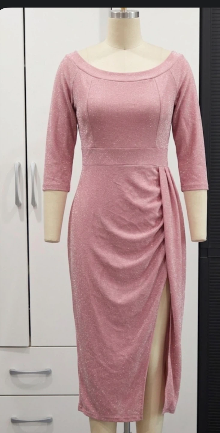 Sparkly Pink Off-the-Shoulder Dress