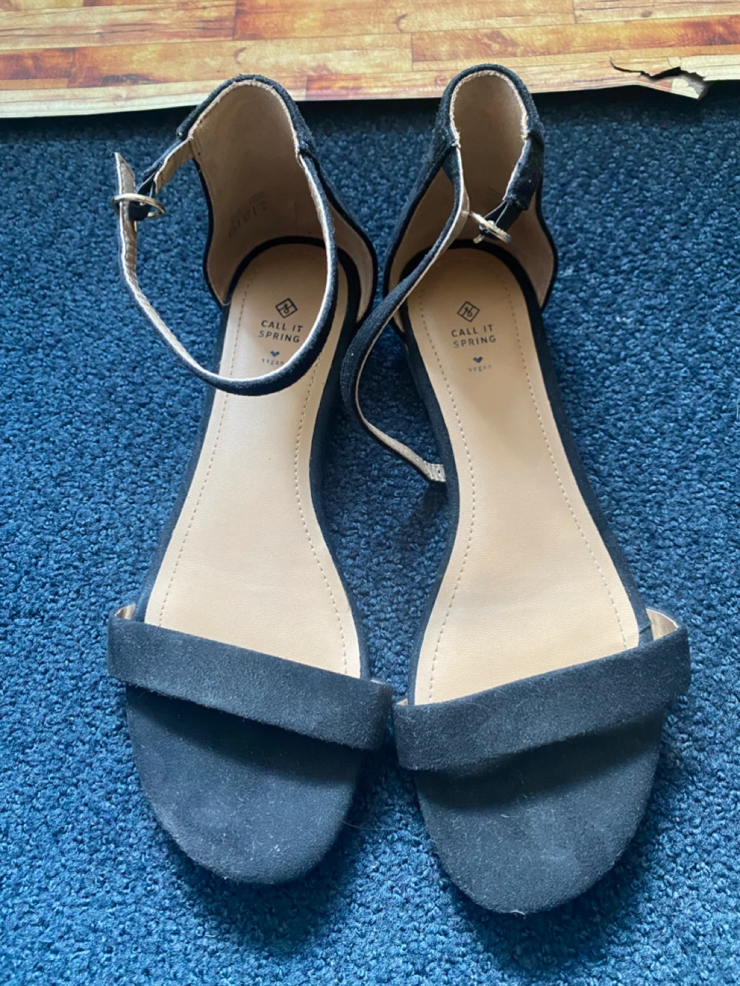 Call It Spring Black Suede Ankle Strap Sandals🌱