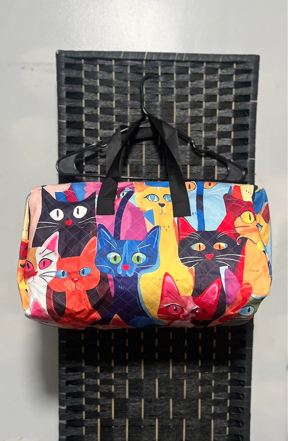 Quilted Cat Print Duffle Bag